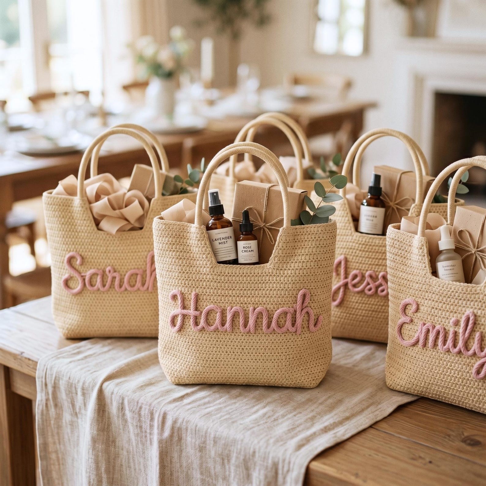 Beach Bag Straw - Borsa Tote Personalizzata, Regalo per Damigelle,