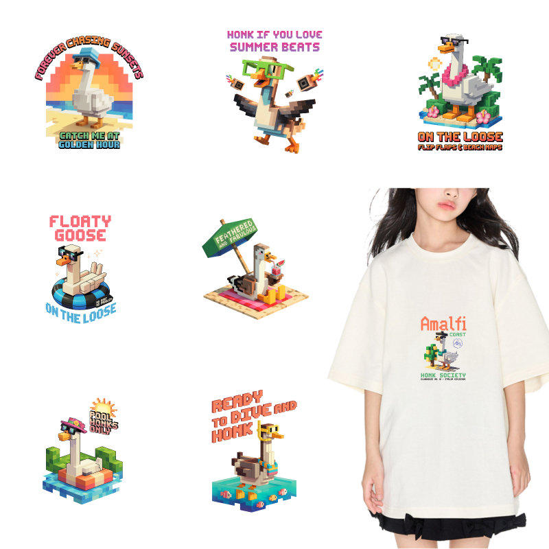 Summer Clothing Vibes - 2 Pezzi Toppe Termoadesive DTF Amalfi