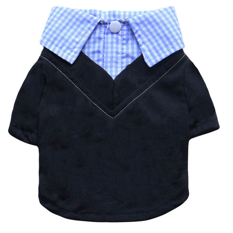 Summer Dog Clothing - Camicia per cani scozzese finta due