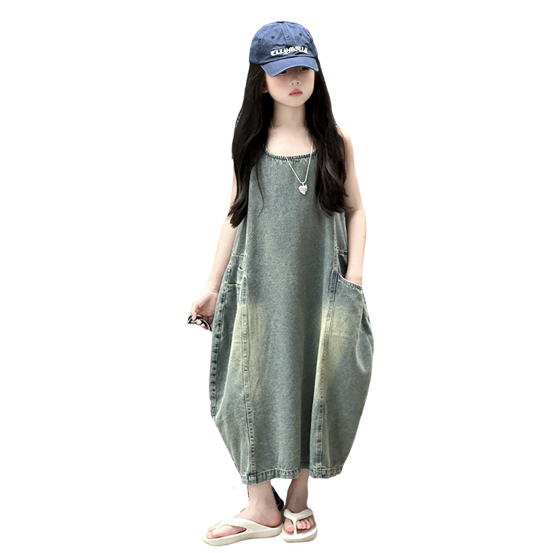 Quality Summer Clothing - Vintage Blue Bambini Ragazze Abito in