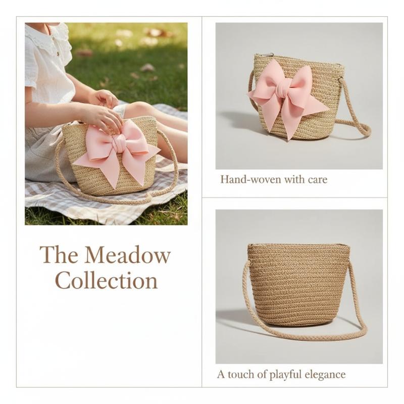 Beach Bag Straw - Borsa a tracolla in paglia intrecciata